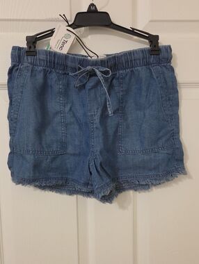 For The Republic Denim-Effect Blue Drawstring/elastic Waist Women’s Shorts